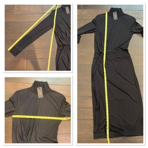 NWT rag & bone Black Draped Shaw Long Sleeve Turtleneck Midi Dress XS - Picture 11 of 11